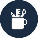 Mug and pencils icon
