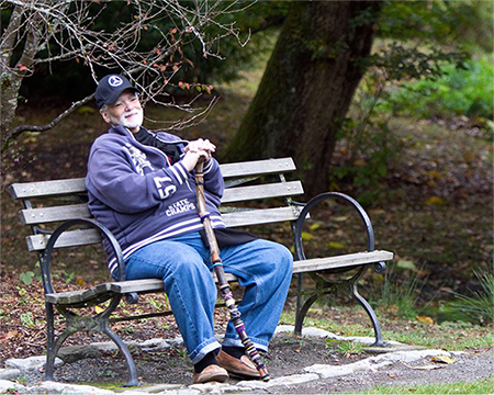 Vern resting on park bench