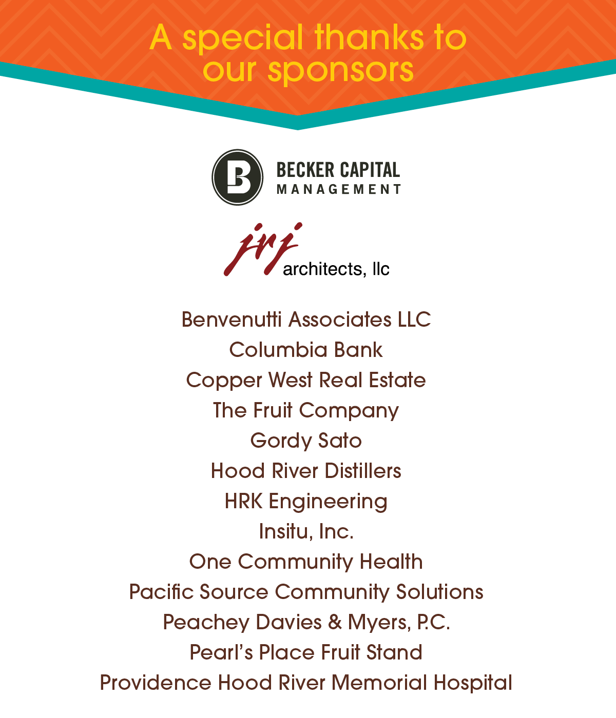 text list of sponsors for the event