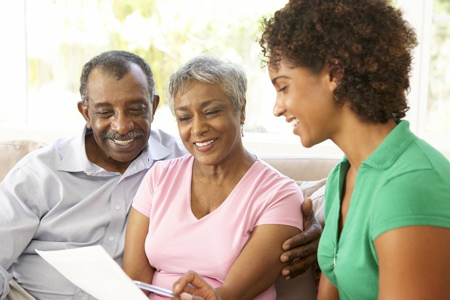 Couple consulting with advisor