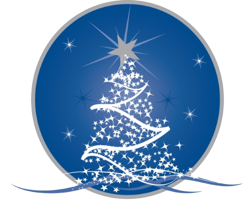 Christmas tree made of white stars on a blue background