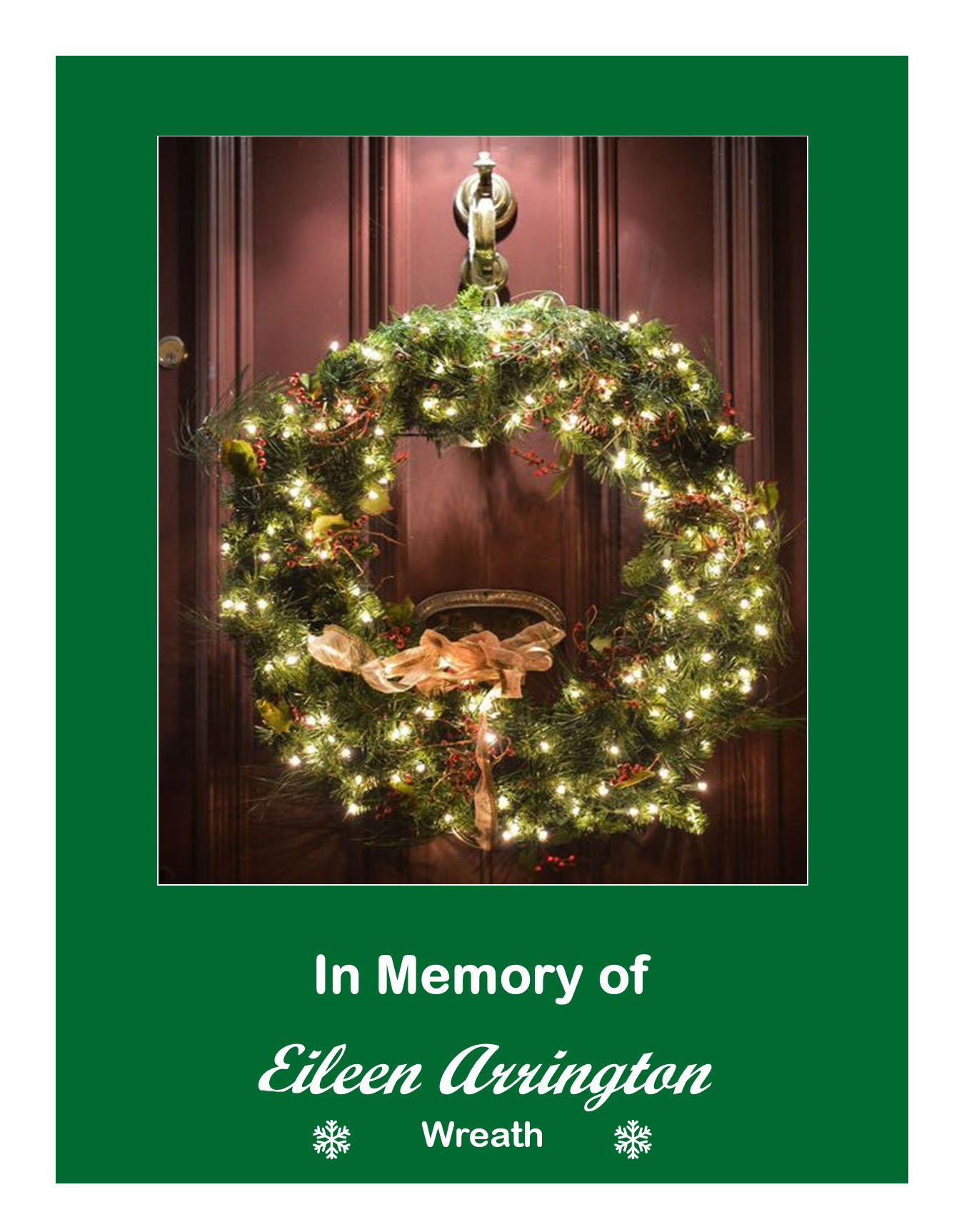 Wreath in memory of Eileen Arrington