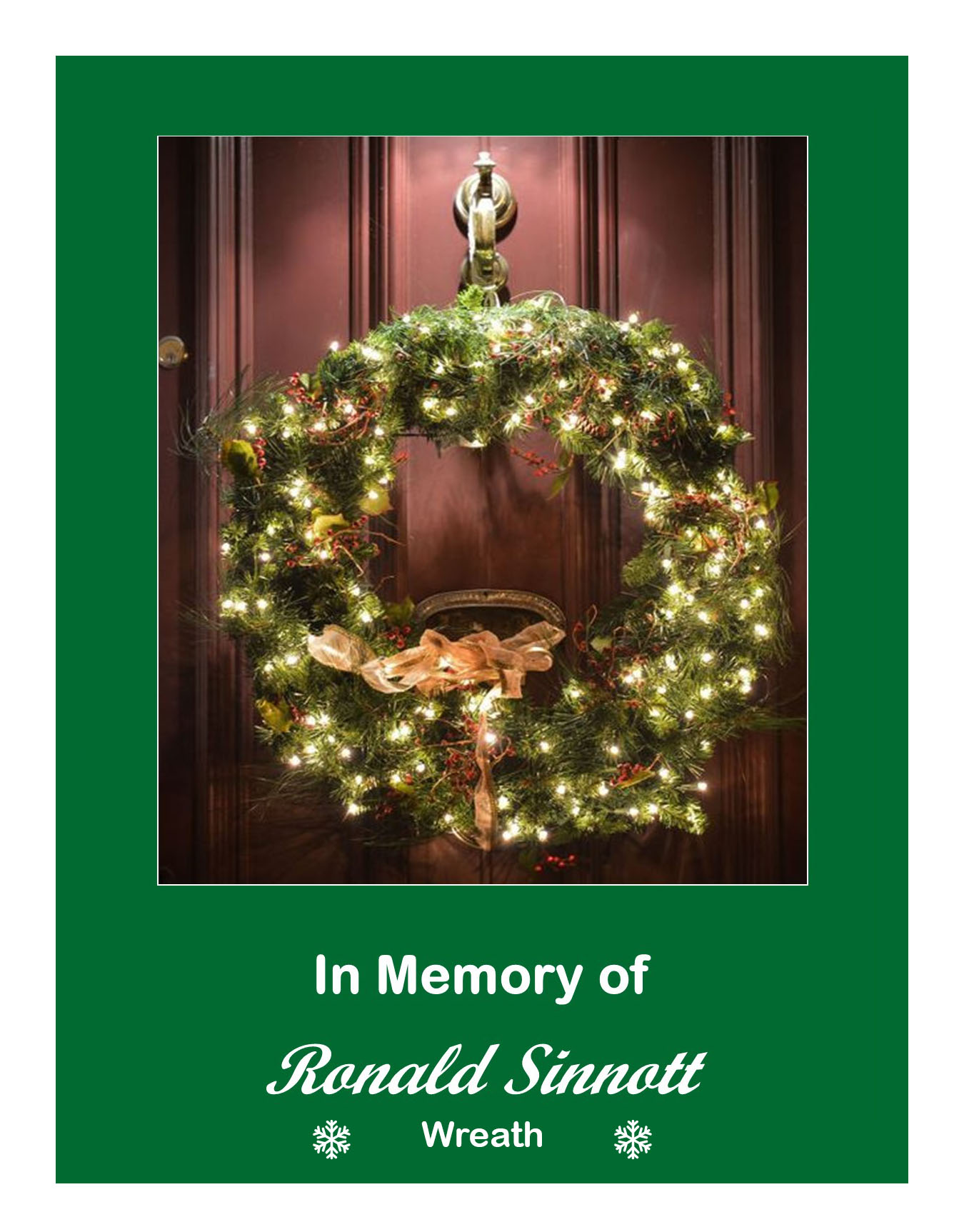 Wreath in memory of Ronald Sinnott