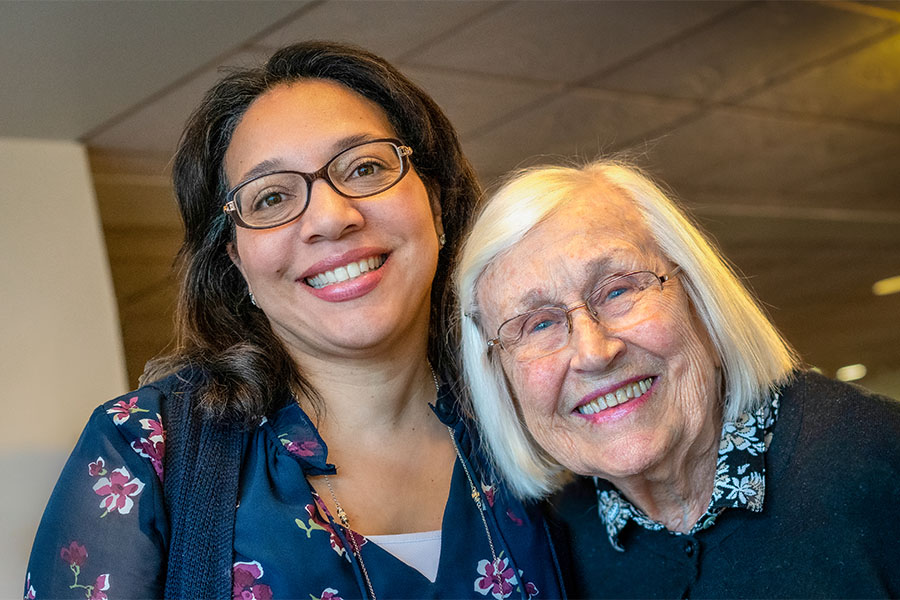 Smiling caregiver and resident