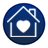 Heart enclosed by a house icon