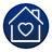 Heart enclosed in house icon